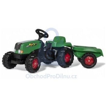 Rolly Toys Olymptoy Šlapací traktor Rolly Kid s vlečkou zeleno červený