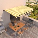 VidaXL Ručně zatahovací markýza 500 x 350 cm žlutobílá – Zboží Mobilmania