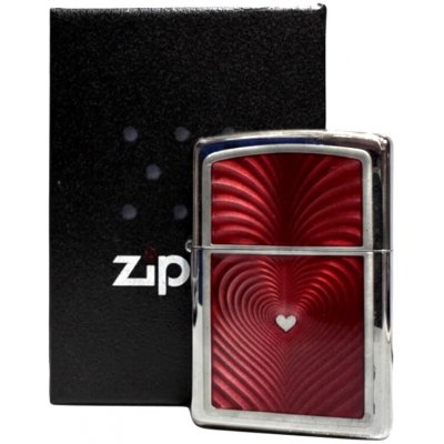 Zippo chrom pol. Plakette "Red 3D Heart – Hledejceny.cz