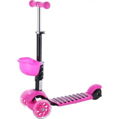 MINI Scooter 2v1 se svítícími LED koly růžová – Zboží Mobilmania
