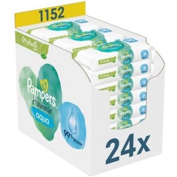 Pampers Vlhčené ubrousky Harmonie Aqua 24 x 48 ks