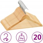 vidaXL 20 ks šatních ramínek protiskluzové tvrdé dřevo 11461.289911 – Hledejceny.cz