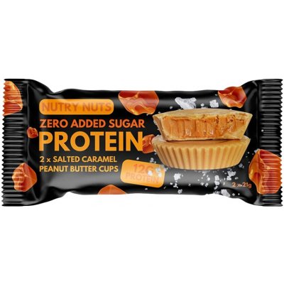 Nutry Nuts Protein Zero Added Sugar Peanut Butter Cups slaný karamel 42 g – Zboží Dáma