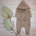 Kazum Dětský teplákový overal bez šlapek s odepínatelnou kapucí bavlna mocca – Hledejceny.cz