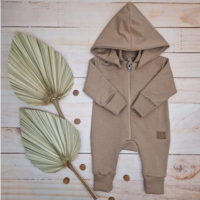 Kazum Dětský teplákový overal bez šlapek s odepínatelnou kapucí bavlna mocca – Hledejceny.cz