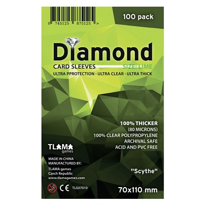TLAMA games Obaly na karty Diamond Lime: "Scythe" 70x110 mm