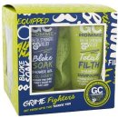 Grace Cole Homme Sport Grime Fighters sprchový gel Bloke Soak 50 ml + šampon Total Filth 50 ml + mycí houba dárková sada