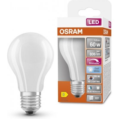 Osram 4058075602595 Matná LED stmívatelná žárovka E27 5,8 W SUPERSTAR, studená bílá – Hledejceny.cz