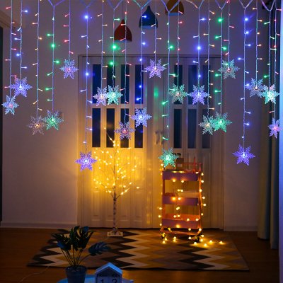 ROSNEK 96 LED sněhové vločky víla světla vodotěsné světlo opona vánoční dekorace vícebarevné