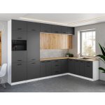 FRONTI Rohová kuchyňská linka WERIA 330x210 cm Grafit/Dub artisan – Zbozi.Blesk.cz
