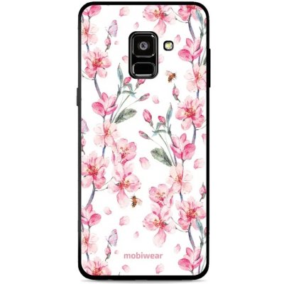 Pouzdro Mobiwear Glossy Samsung Galaxy A8 2018 - G033G - Růžové květy – Zboží Mobilmania