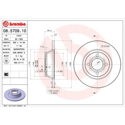 BREMBO Brzdový kotouč 08.5709.10