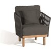 Zahradní židle a křeslo Diphano Teakové nízké křeslo Newport, 70x75x70cm, rám teak a hliník hnědošedá (coffee), výplet lanko hnědošedá (pebble), bez polstrů