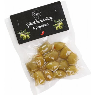 Cheese House Zelené vypeckované olivy s paprikou 100 g – Zboží Dáma