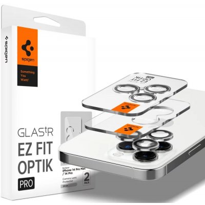 Ochranné sklo na fotoaparát SPIGEN OPTIK.TR "EZ FIT", 2pack iPhone 14 Pro / 14 Pro Max, stříbrné (AGL05599) – Zboží Živě
