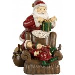 Clayre & Eef Červená vánoční dekorace Santa stojící u křesla s dětmi - 17*13*18 cm – Hledejceny.cz