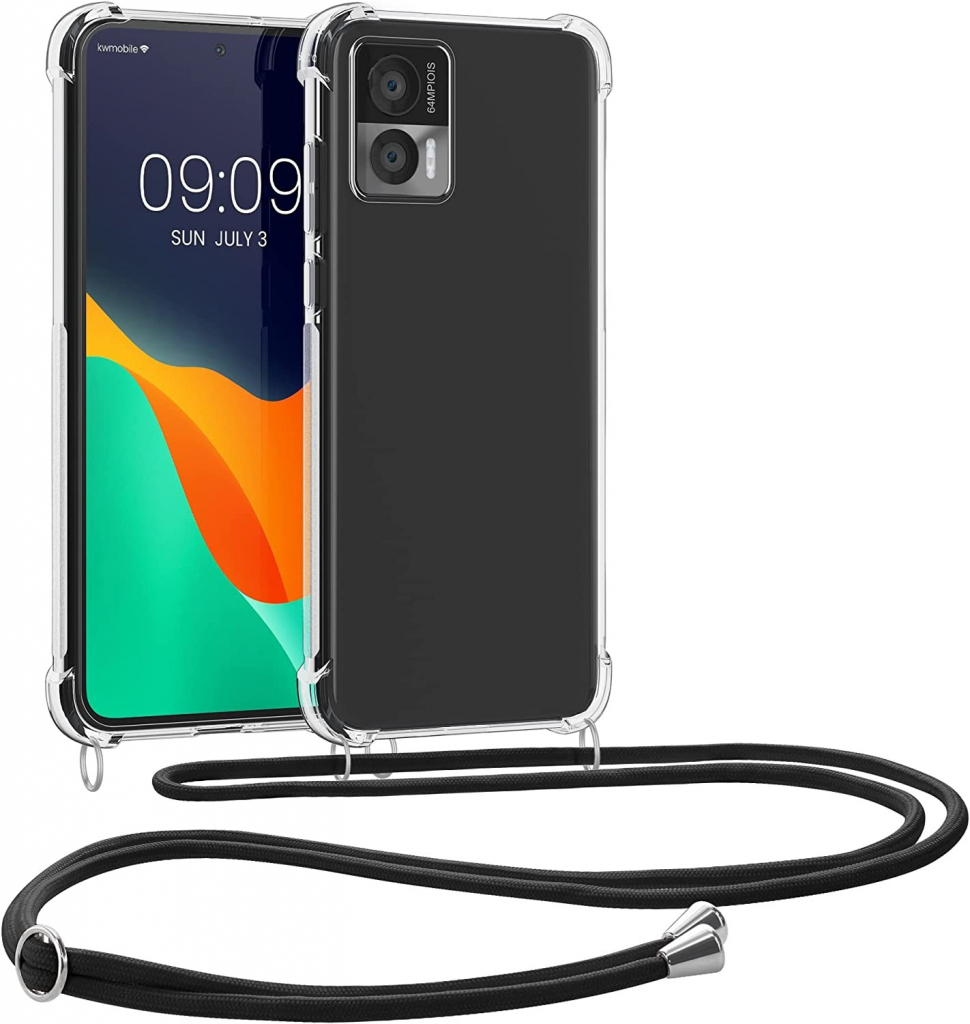 Pouzdro KWmobile Pevné silikonové Crossbody Motorola Edge 30 Neo čiré s popruhem