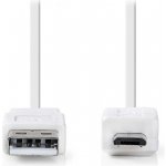 Nedis CCGP60410WT10 USB 2.0, plochý, A Zástrčka - Micro B Zástrčka, 1m, bílý – Sleviste.cz