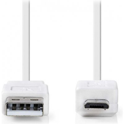 Nedis CCGP60410WT10 USB 2.0, plochý, A Zástrčka - Micro B Zástrčka, 1m, bílý – Zboží Mobilmania