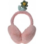 Růžové dětské klapky na uši se zelenou kytičkou – Zboží Mobilmania