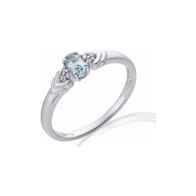 Klenoty Budín prsten s diamantem bílé zlato briliant akvamarín 3860449 0 54 86 – Zboží Mobilmania