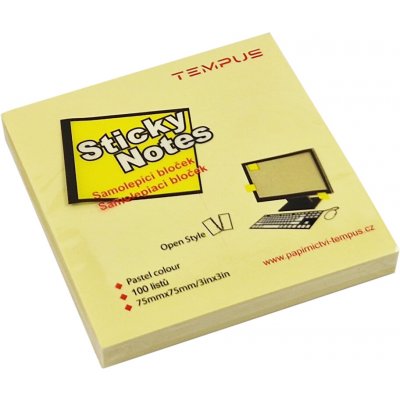 bloček samol. 75 x 75 žlutý – Sleviste.cz