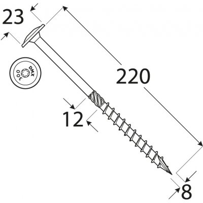 CS 08220 tesařský vrut s talířovou hlavou 8x220 – Hledejceny.cz