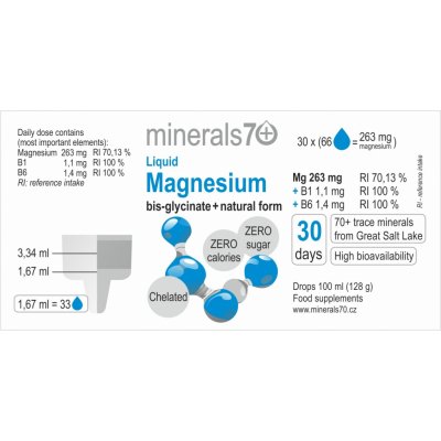 Minerals70 Liquid Magnesium koncentrát s vysokým obsahem hořčíku 100 ml – Zboží Mobilmania