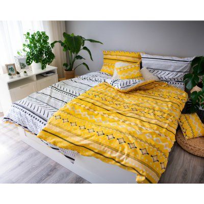 Jahu Dita Maya geometrické vzory žluté bavlna hladká 40x40 140x200 70x90 – Zboží Mobilmania
