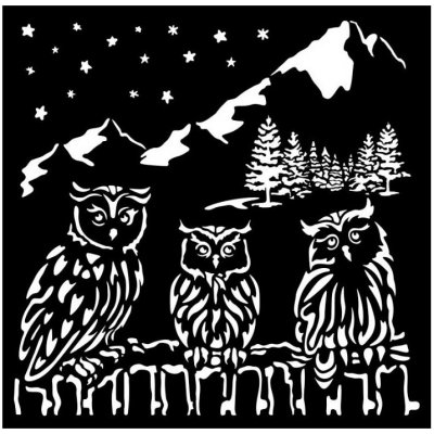 Stamperia Plastová šablona 18x18cm sovy – Sleviste.cz