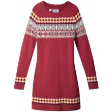 BONPRIX pletené šaty s norským vzorem Červená