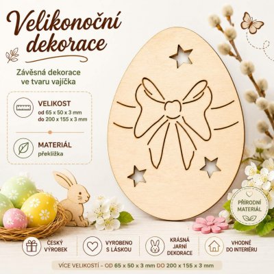 Dřevěné velikonoční vajíčko s mašlí 65 až 200 mm – Hledejceny.cz