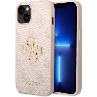 Pouzdro Guess iPhone 15 4G Metal Gold Logo růžové – Zboží Mobilmania