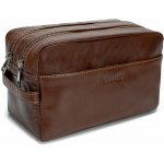 Valmio Hnědá kožená kosmetická taška Trip-1052 – Zboží Mobilmania