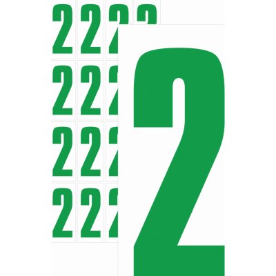 Čísla samolepicí 2 zelená samolepící vinylová fólie 75 mm písmo - aršík 4 ks – Sleviste.cz