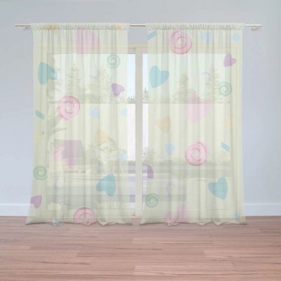 Sablio Záclony Srdíčka a spirály XL: 2ks 150x250cm – Hledejceny.cz