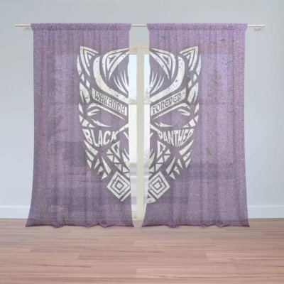 Sablio Záclony BLACK PANTHER wakanda forever Bílý: 2ks 150x250cm – Hledejceny.cz