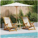OMAXI 823649 Plážová židle s polštářem 2 ks Hnědá 61.5 x 123 x 82cm – Hledejceny.cz