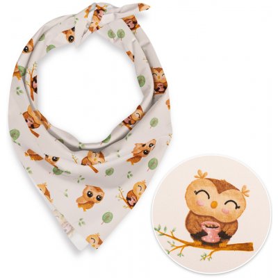 Biante dětský bavlněný šátek Sandra SA-616 Sovičky na větvích na bílém – Zboží Dáma