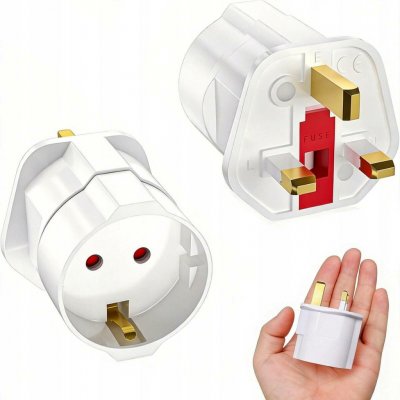 2x ADAPTÉR ZÁSUVKY ZÁSTRČKA ANGLICKÁ PL EU na UK S POJISTKOU – Zboží Živě