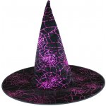 klobouk čarodějnický halloween s pavučinou fialový