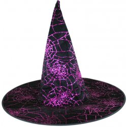 klobouk čarodějnický halloween s pavučinou fialový