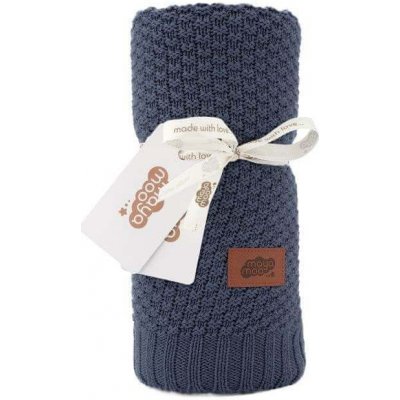 DETEXPOL Pletená deka do kočárku bavlna bambus jeansová Bavlna Bambus – Zboží Mobilmania