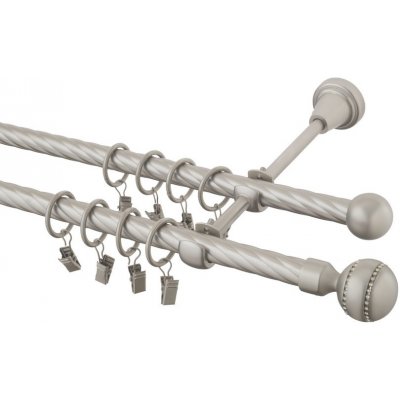 GARNÝŽE-HEBR Garnýž kroucená Paola crystal chrom mat dvojitá 160 cm – Sleviste.cz