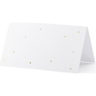 PartyDeco PartyDeco Jmenovky - bílé se zlatými tečkami 10 ks – Zboží Mobilmania
