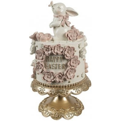 Clayre & Eef Květinový dort na podstavci s králíčkem Happy Easter - Ø 18*32 cm – Hledejceny.cz