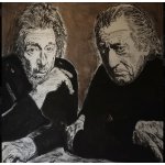 Rene Racz, Al Pacino a Robert De Niro, Malba na plátně, akrylové barvy, 100 x 100 cm – Sleviste.cz
