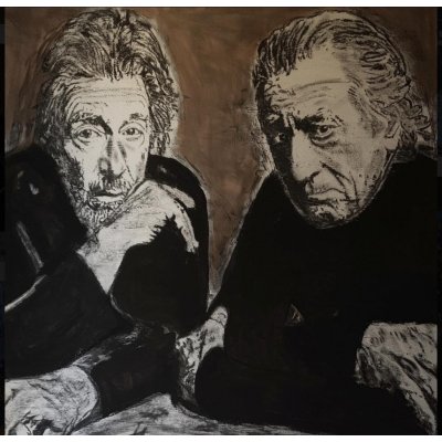 Rene Racz, Al Pacino a Robert De Niro, Malba na plátně, akrylové barvy, 100 x 100 cm – Sleviste.cz