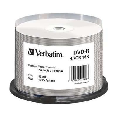 Verbatim DVD-R 4,7GB 16x, printable, spindle, 50ks (43448) – Hledejceny.cz