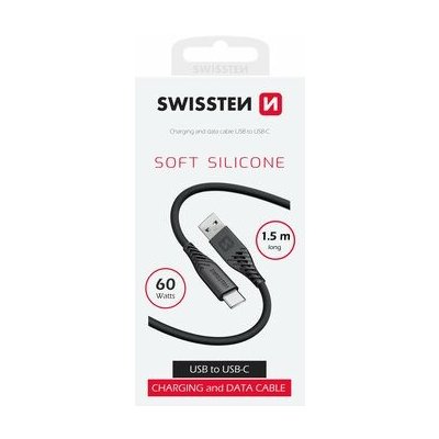 Swissten 71531010 SOFT SILICONE datový USB-C, 1,5m, černý – Zbozi.Blesk.cz